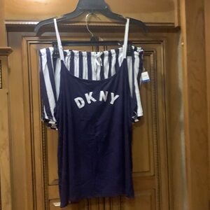 NWOT DNKY Striped Navy and White Pajama Set Size X-Large